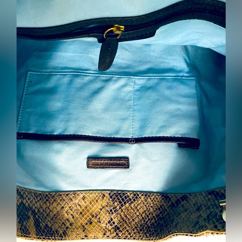 Cynthia Rowley Genuine Leather Snake Print Shoulder Bag, Gold Hardware - Picture 8 of 13